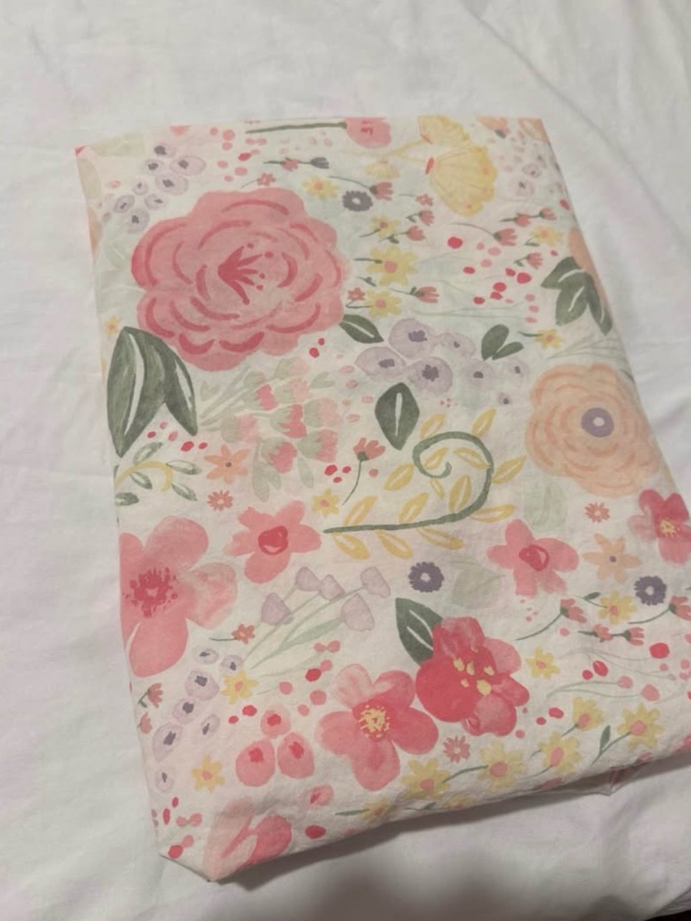 Pottery Barn Floral Pink Cotton Crib Bedding Sheet - Soft Floral Print